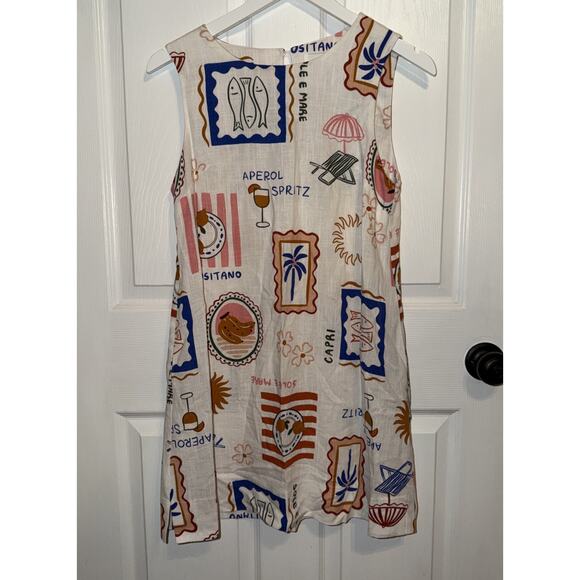 Paper Heart Women’s Dress Size XS Italian Print Linen Blend Mini Short - Picture 1 of 5
